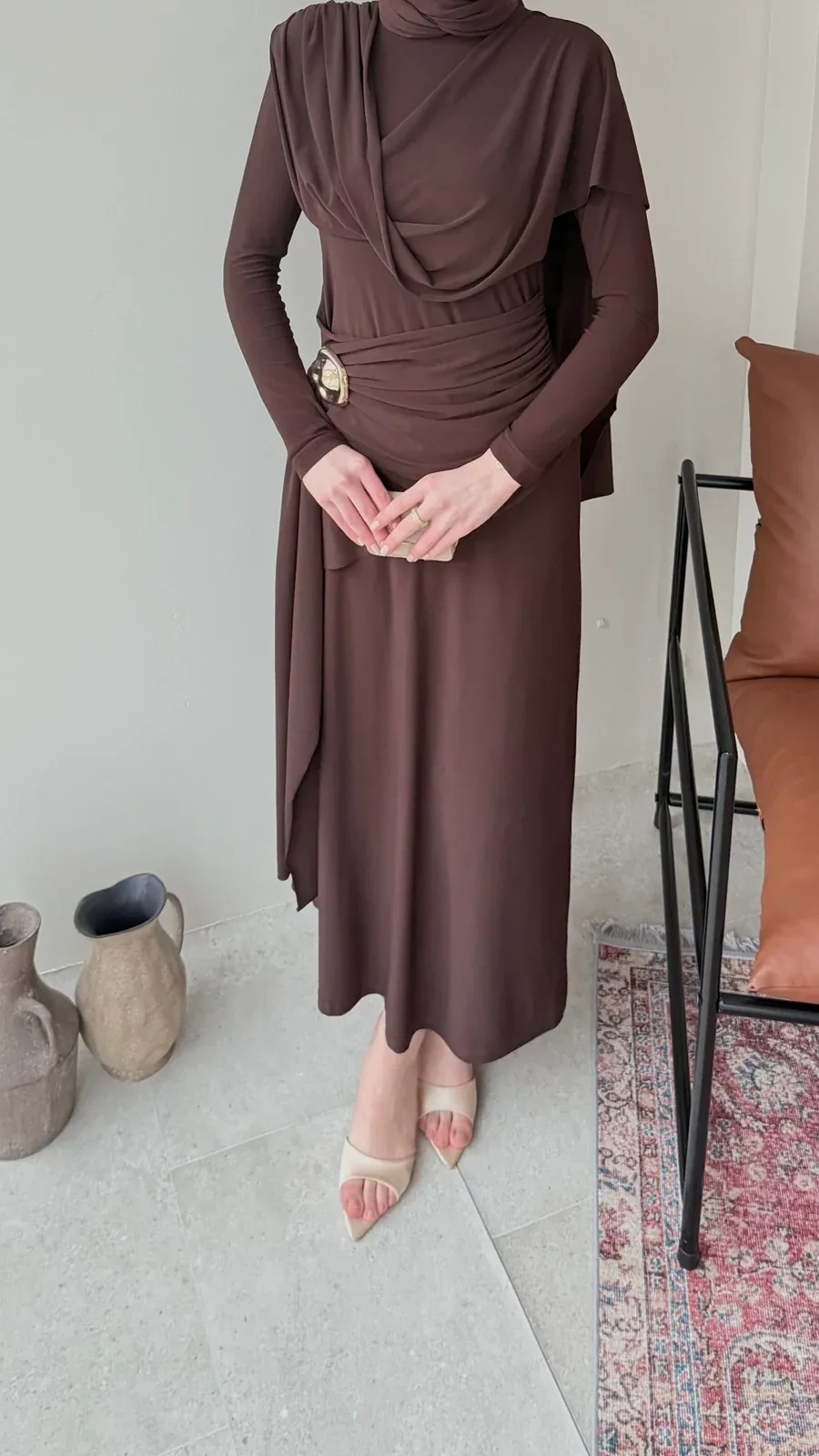 Keyla Candy Elbise – Kahve, görsel 4