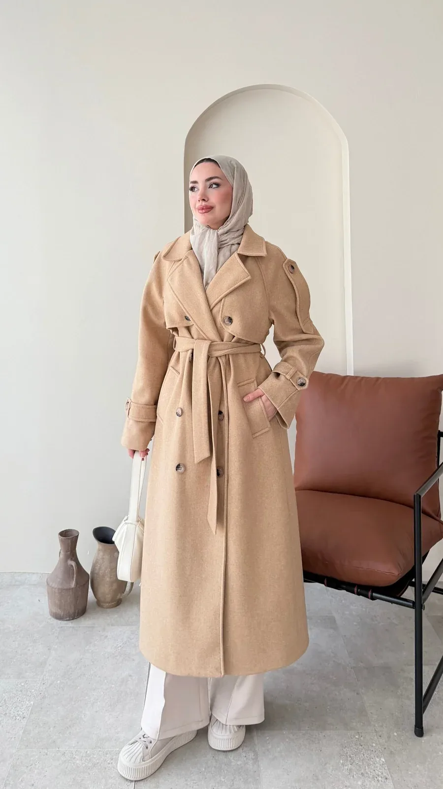 Bera Premium Kaşe Kaban – CAMEL, görsel 3