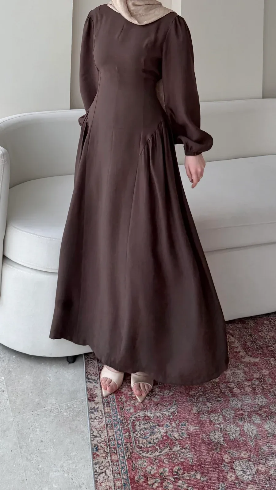 Talya Bağlama Detaylı Elbise – Kahve, görsel 5