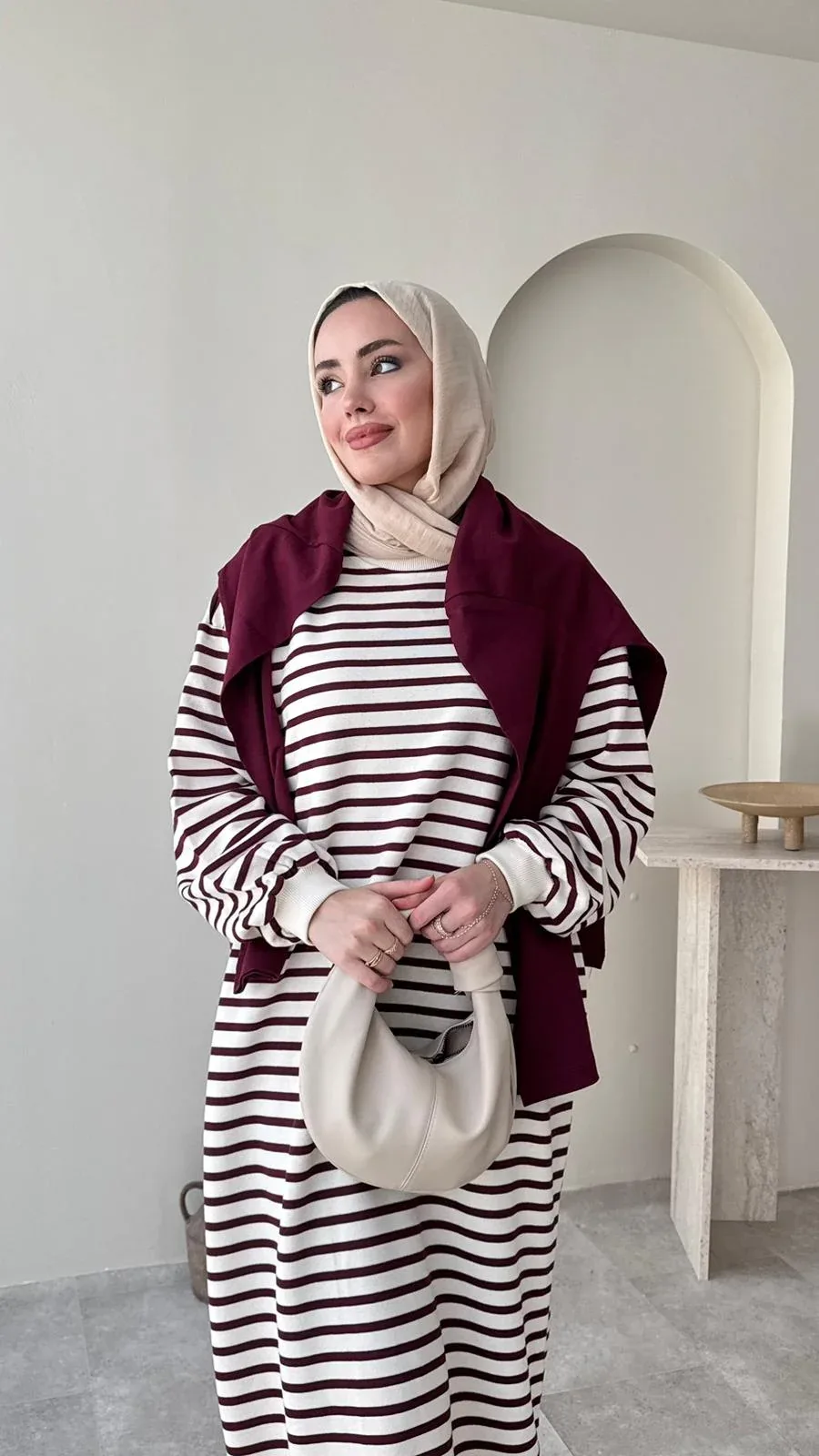 Misra Basic Elbise – Bordo, görsel 4