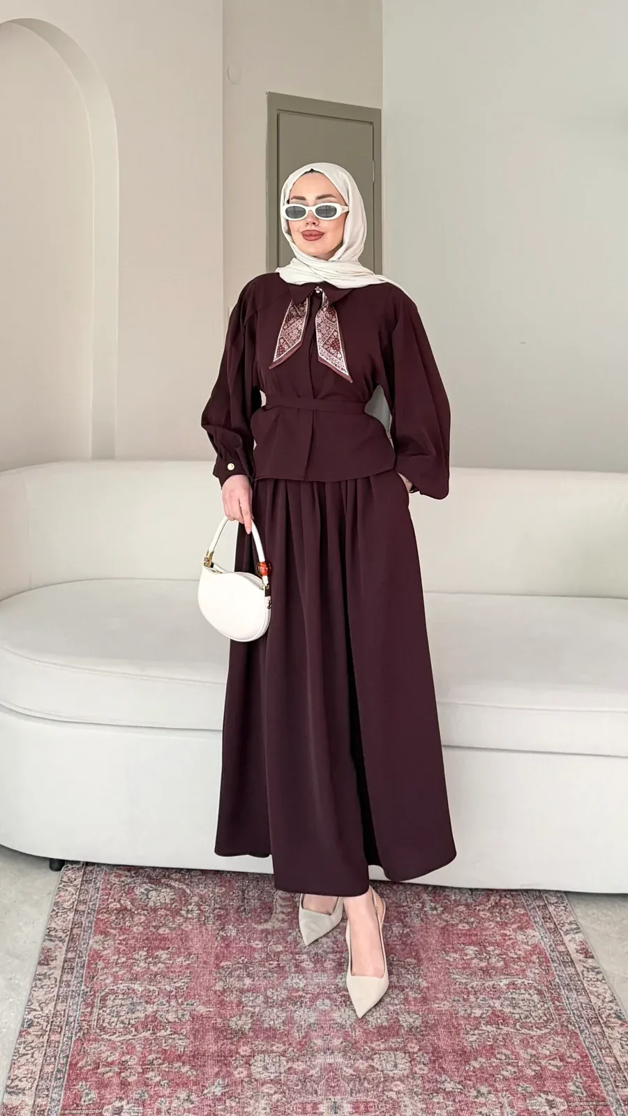 Sibil Fularlı Takım – Mürdüm, görsel 1