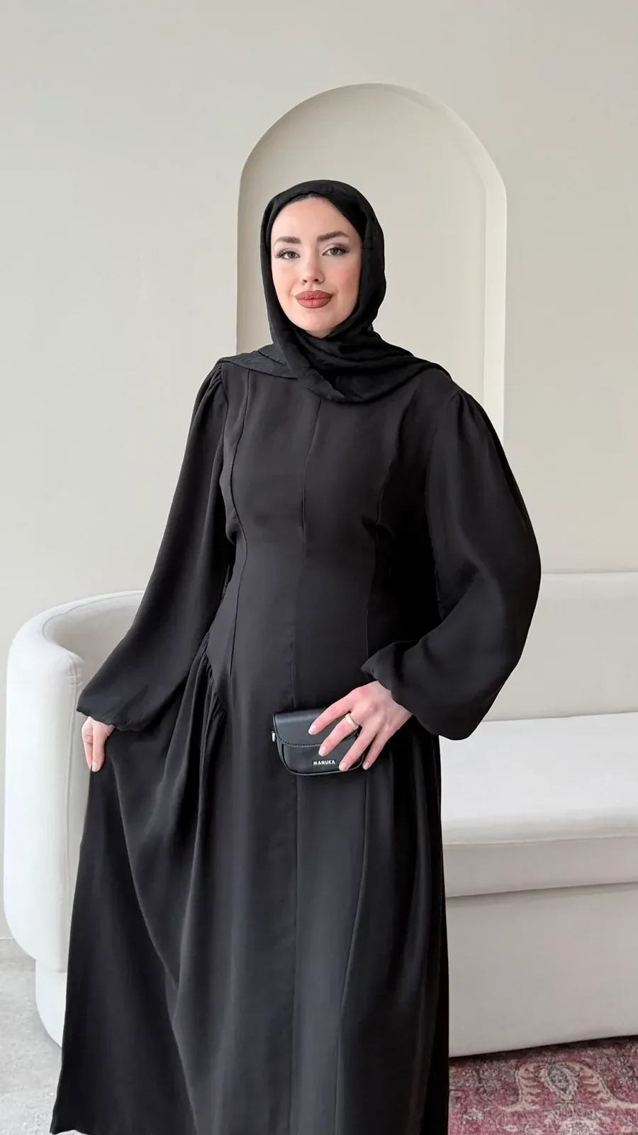 Talya Bağlama Detaylı Elbise – Siyah, görsel 3