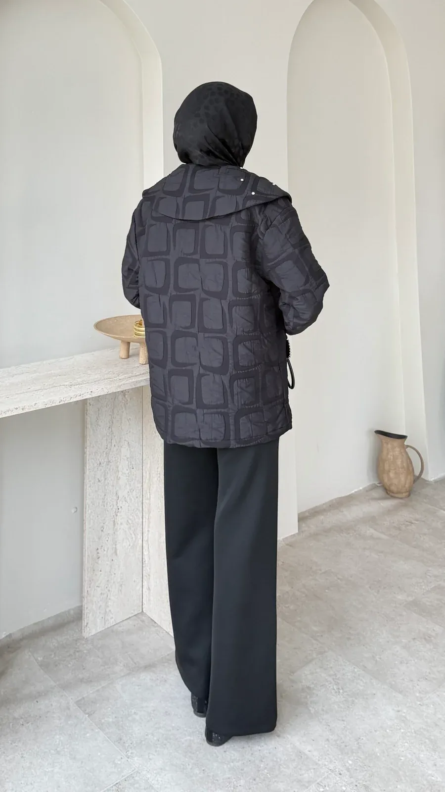 Lara Geometrik Desen Ceket – Siyah, görsel 3