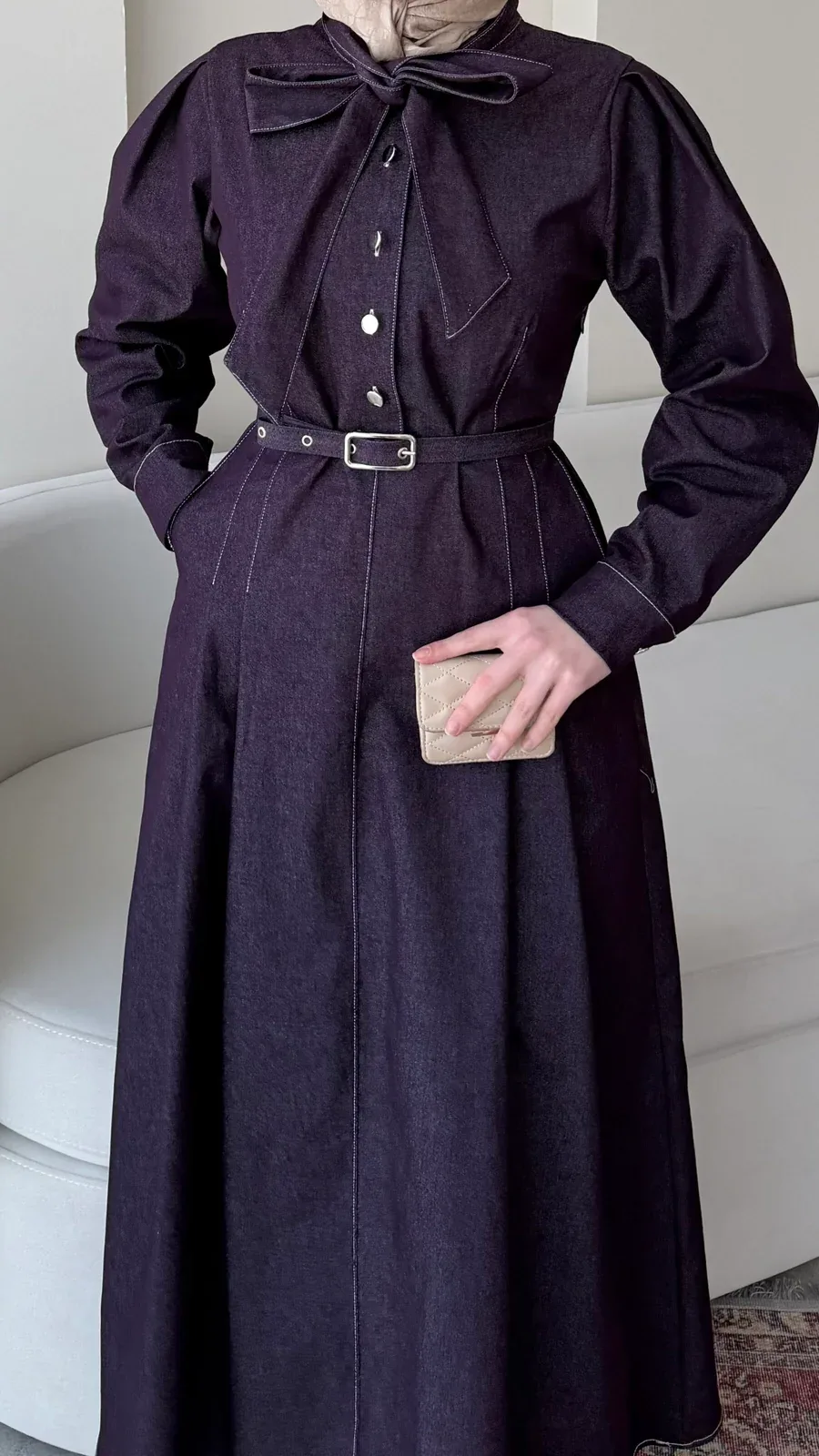 Vione Denim Elbise – Mürdüm, görsel 3