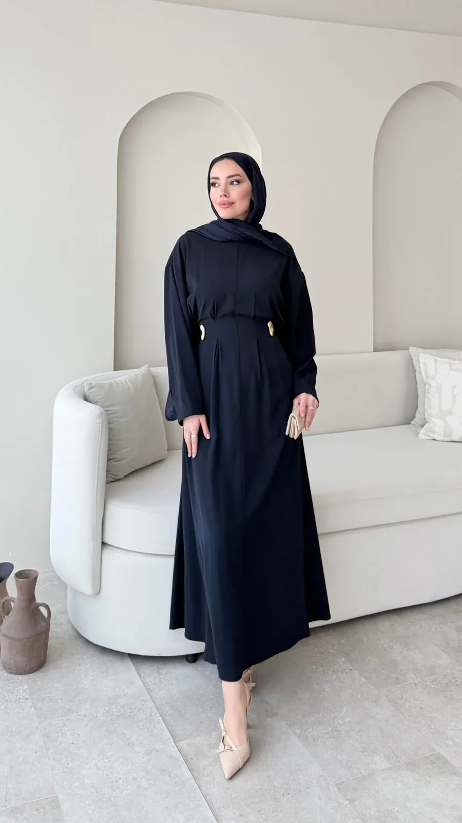 Meyla Gold Detaylı Elbise – Lacivert, görsel 6