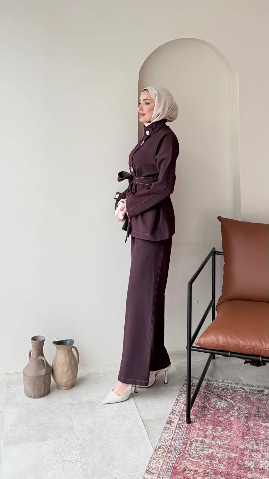 Miri Düğme Detaylı Takım – Mürdüm, görsel 2