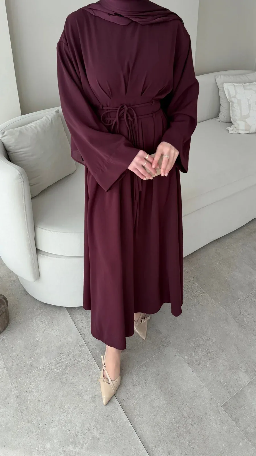 Elvis Bağlamalı Elbise – Bordo, görsel 8