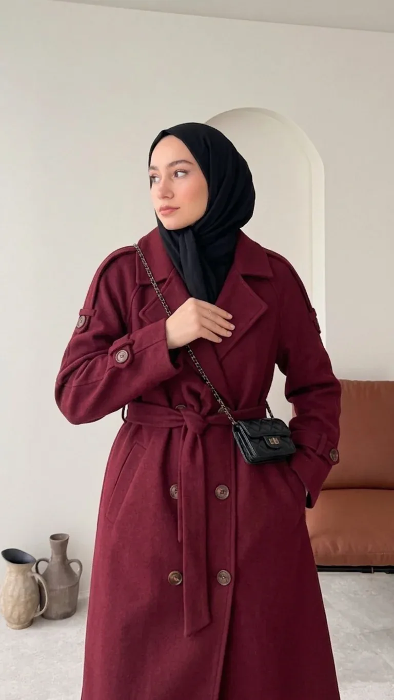 OLA Premium Kaşe Kaban BORDO, görsel 3