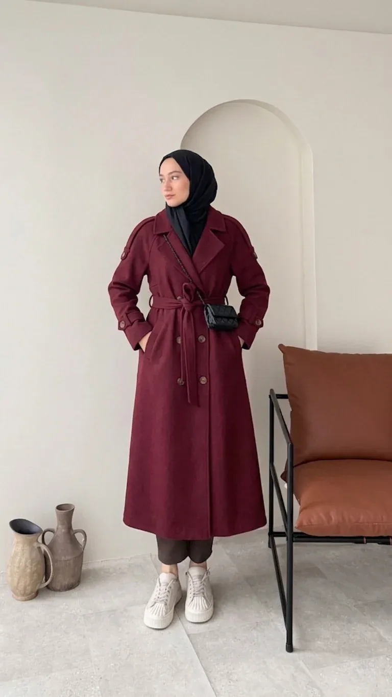 OLA Premium Kaşe Kaban BORDO, görsel 4