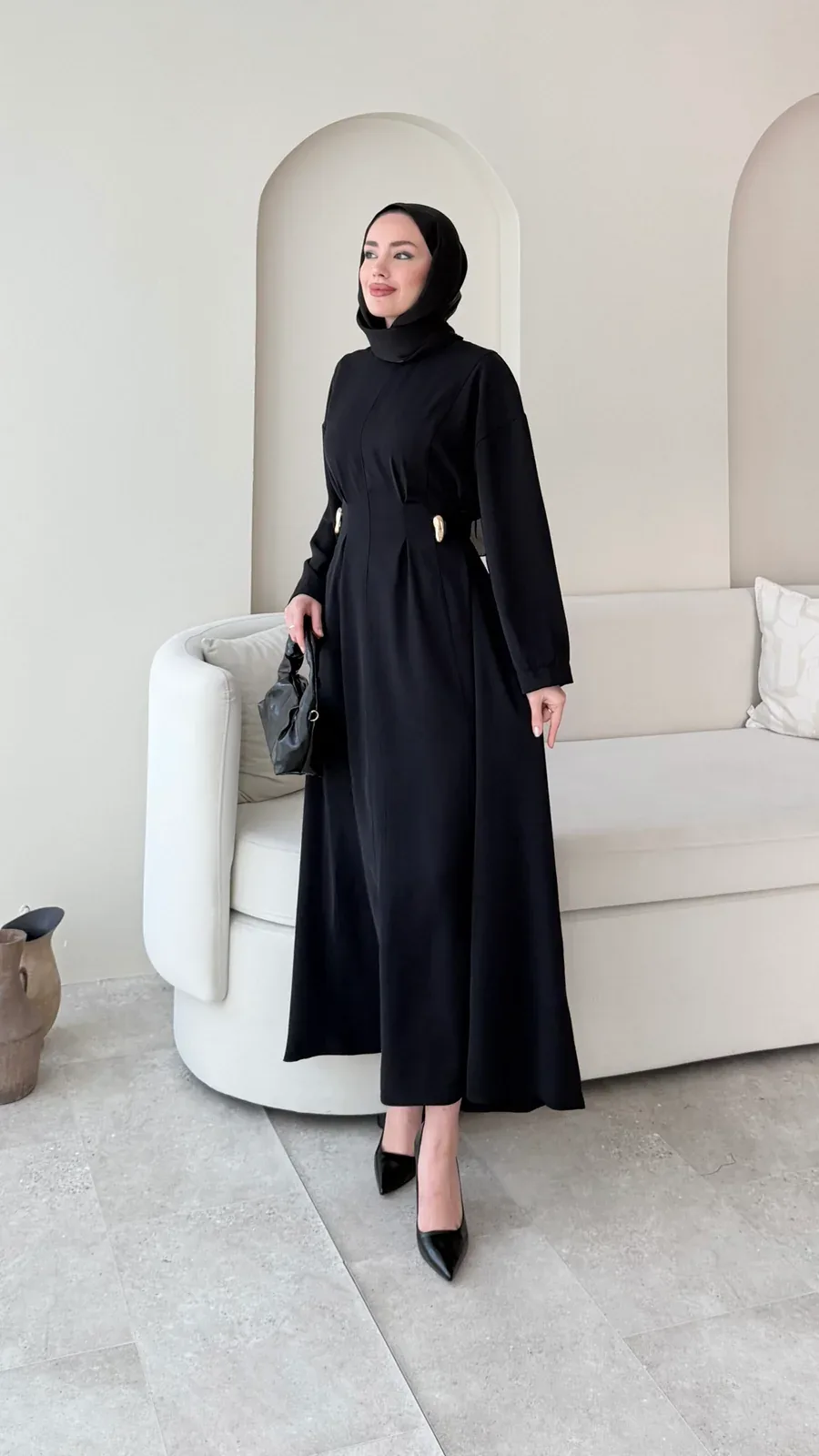 Meyla Gold Detaylı Elbise – Siyah, görsel 3