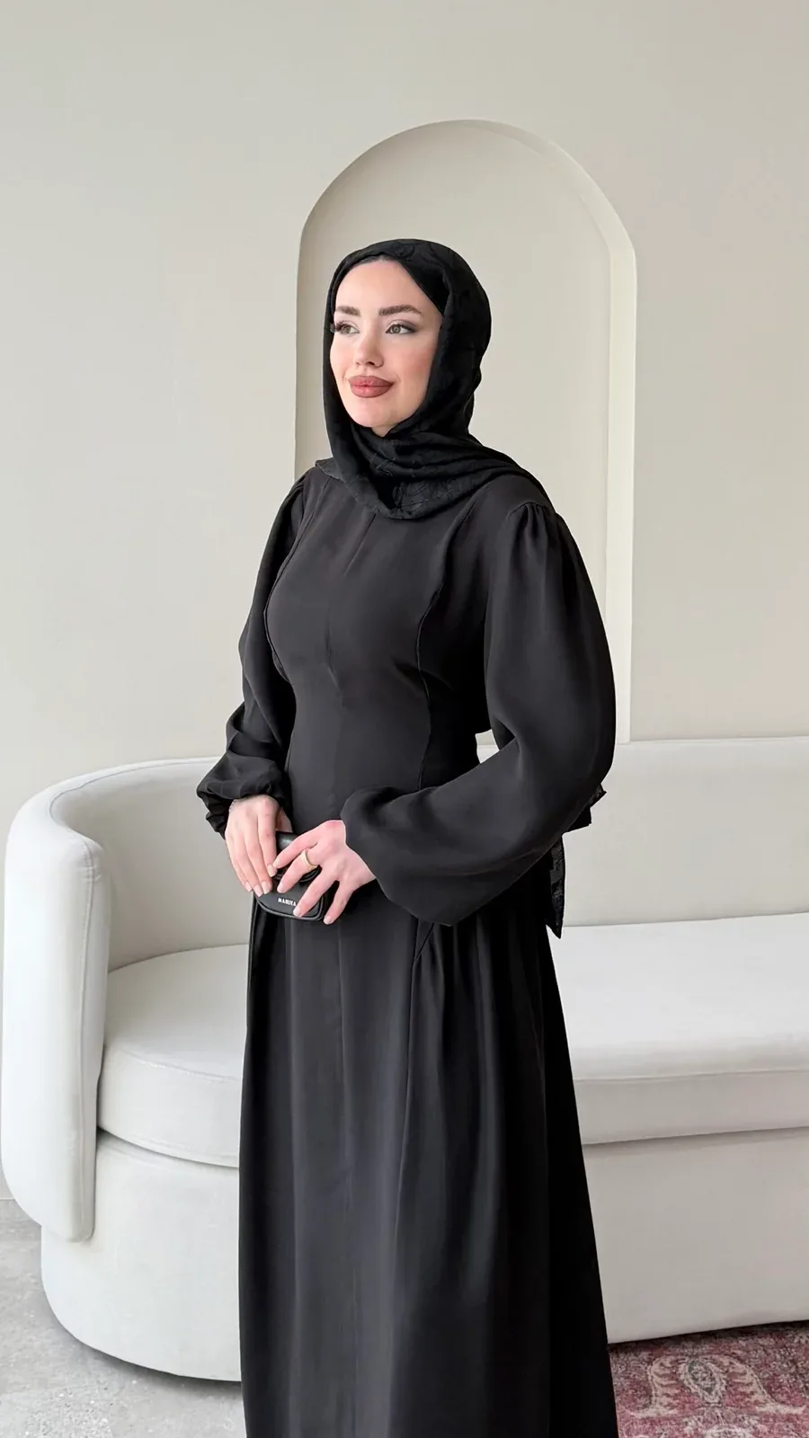 Talya Bağlama Detaylı Elbise – Siyah, görsel 4