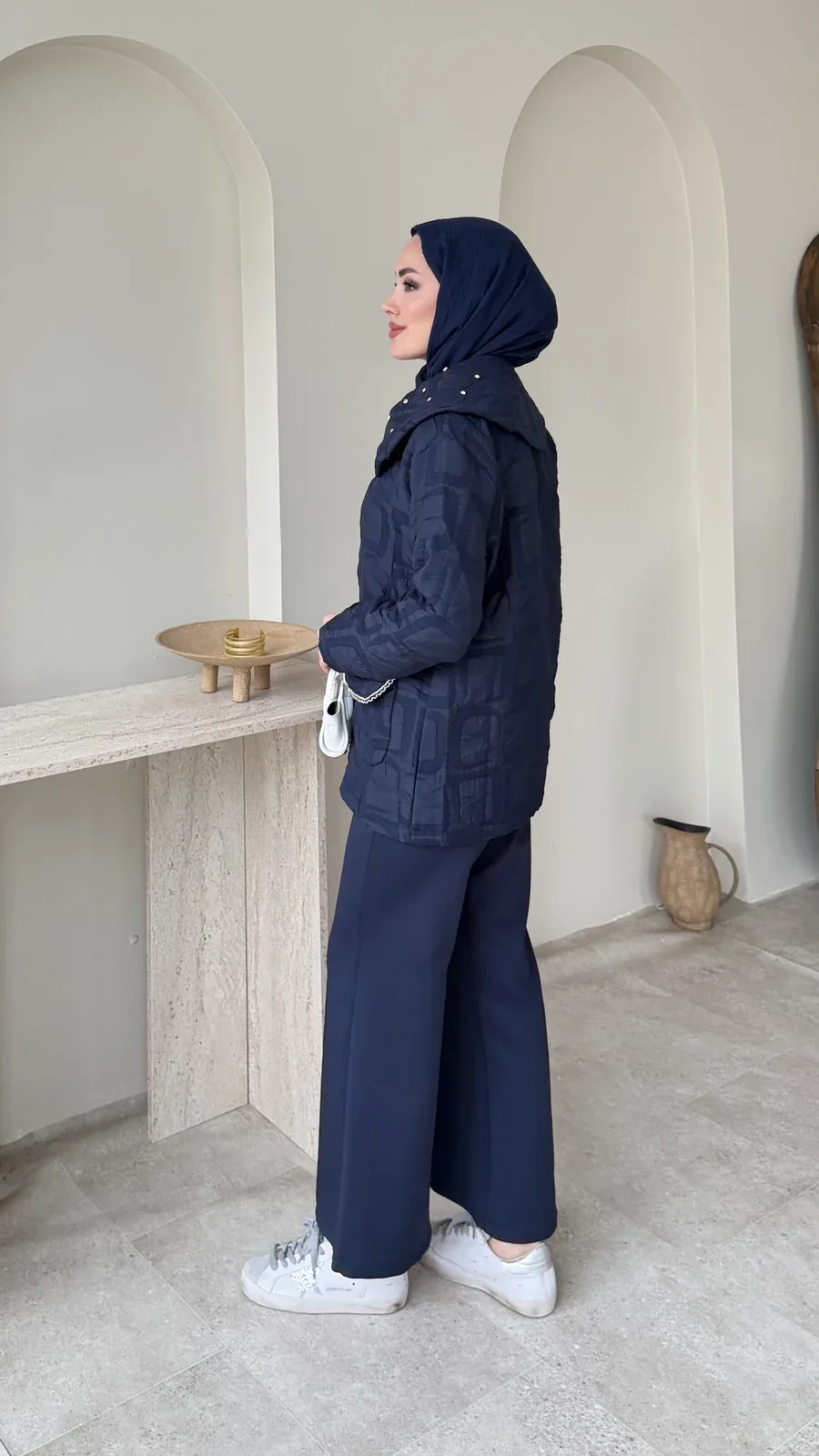 Lara Geometrik Desen Ceket – Lacivert, görsel 2