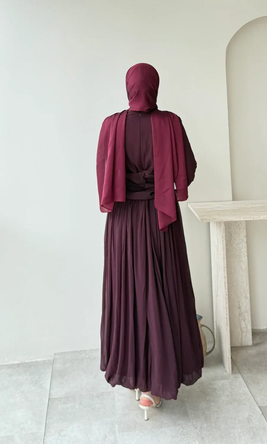 Real Taşlı Elbise – Bordo, görsel 3