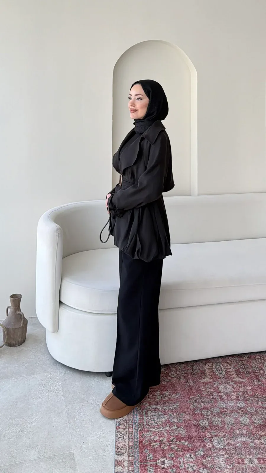 Sue Modal Trenç – Siyah, görsel 4