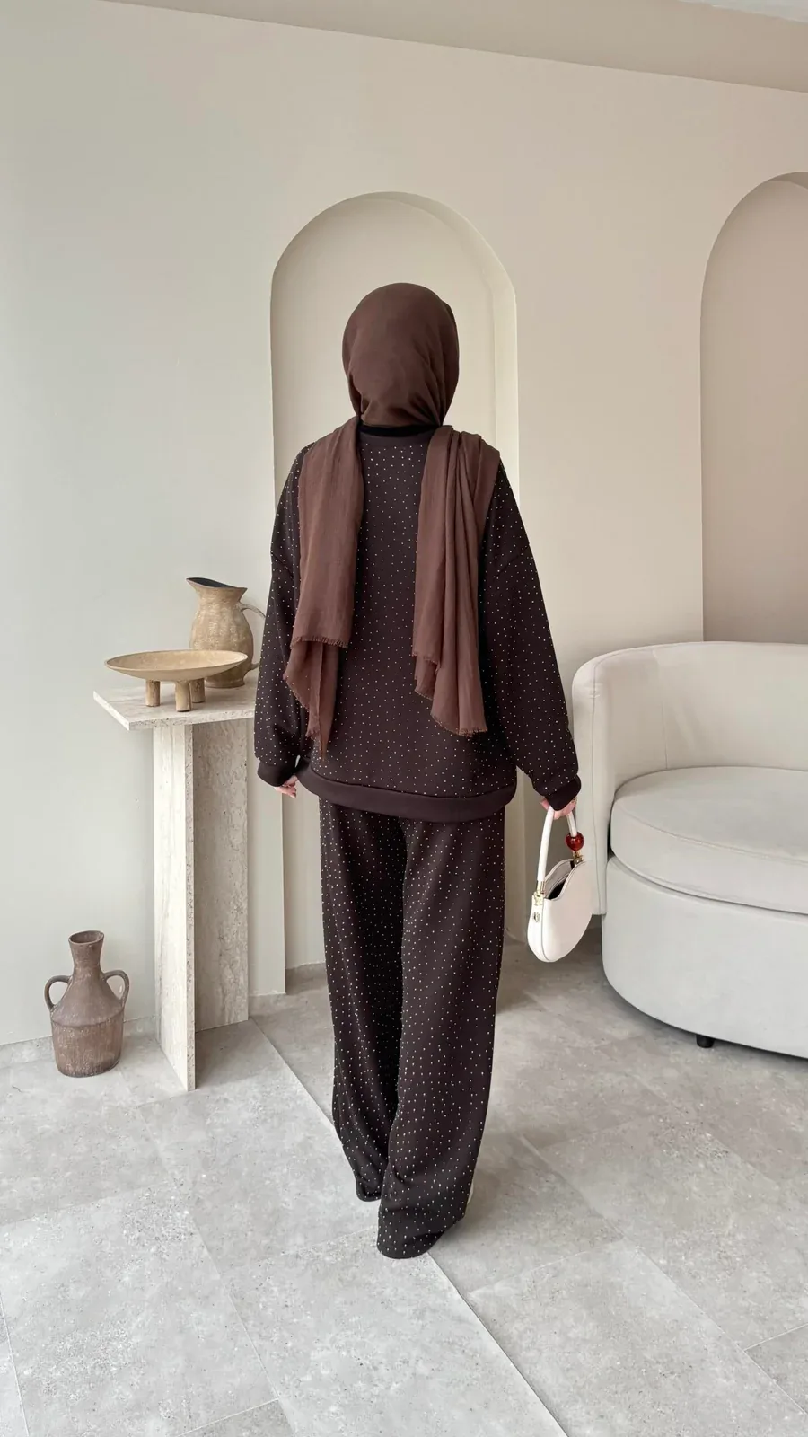 Glow Taşlı Takım – Kahverengi, görsel 5