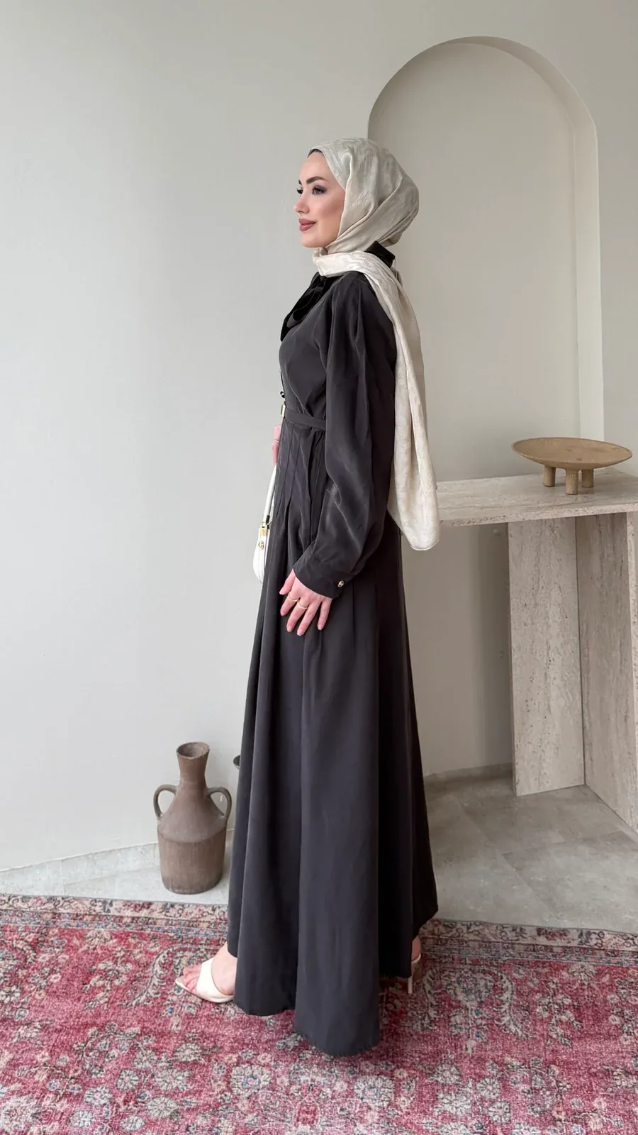 Flora Tensel Elbise – Kahverengi, görsel 2