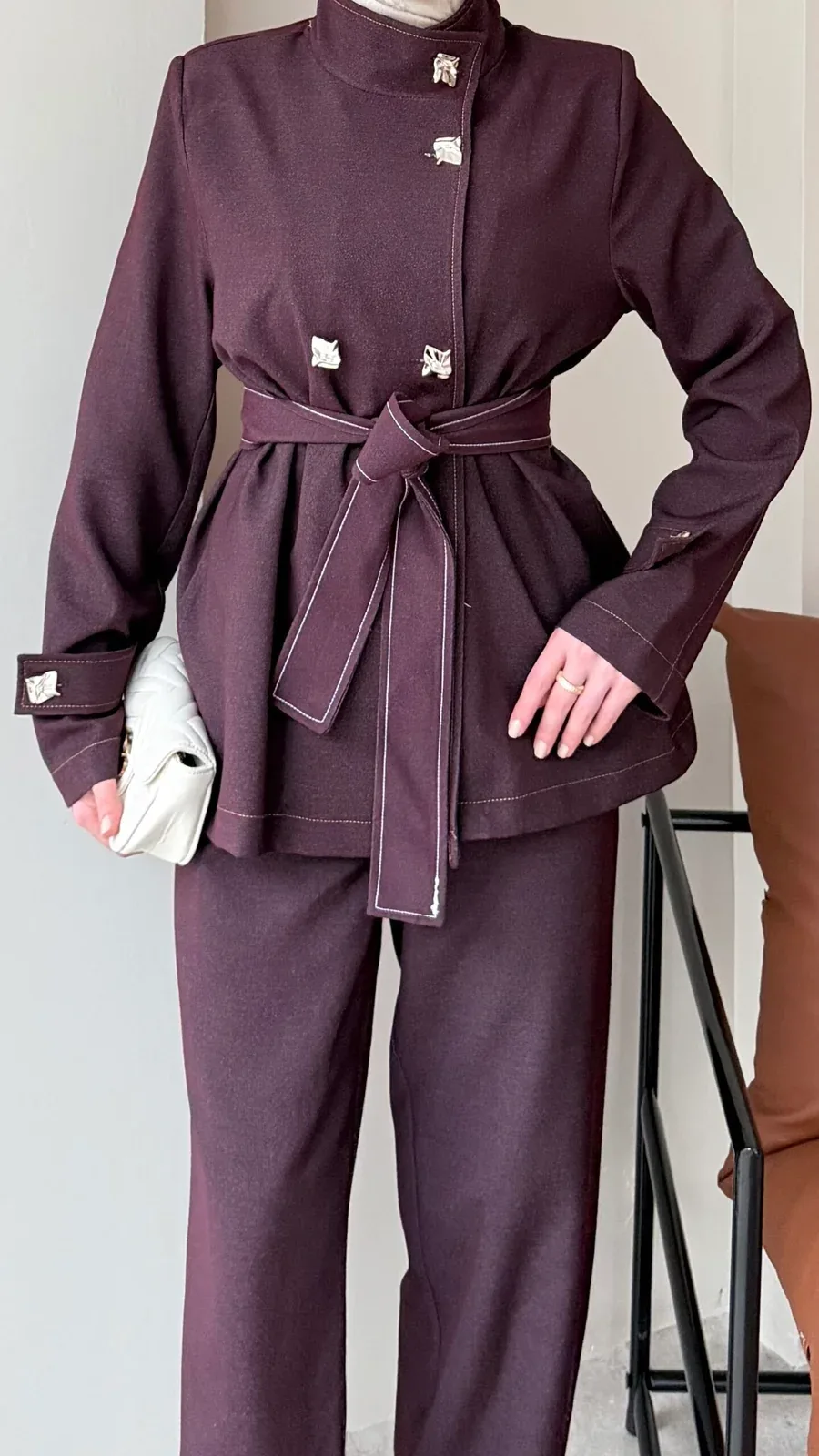 Miri Düğme Detaylı Takım – Mürdüm, görsel 7