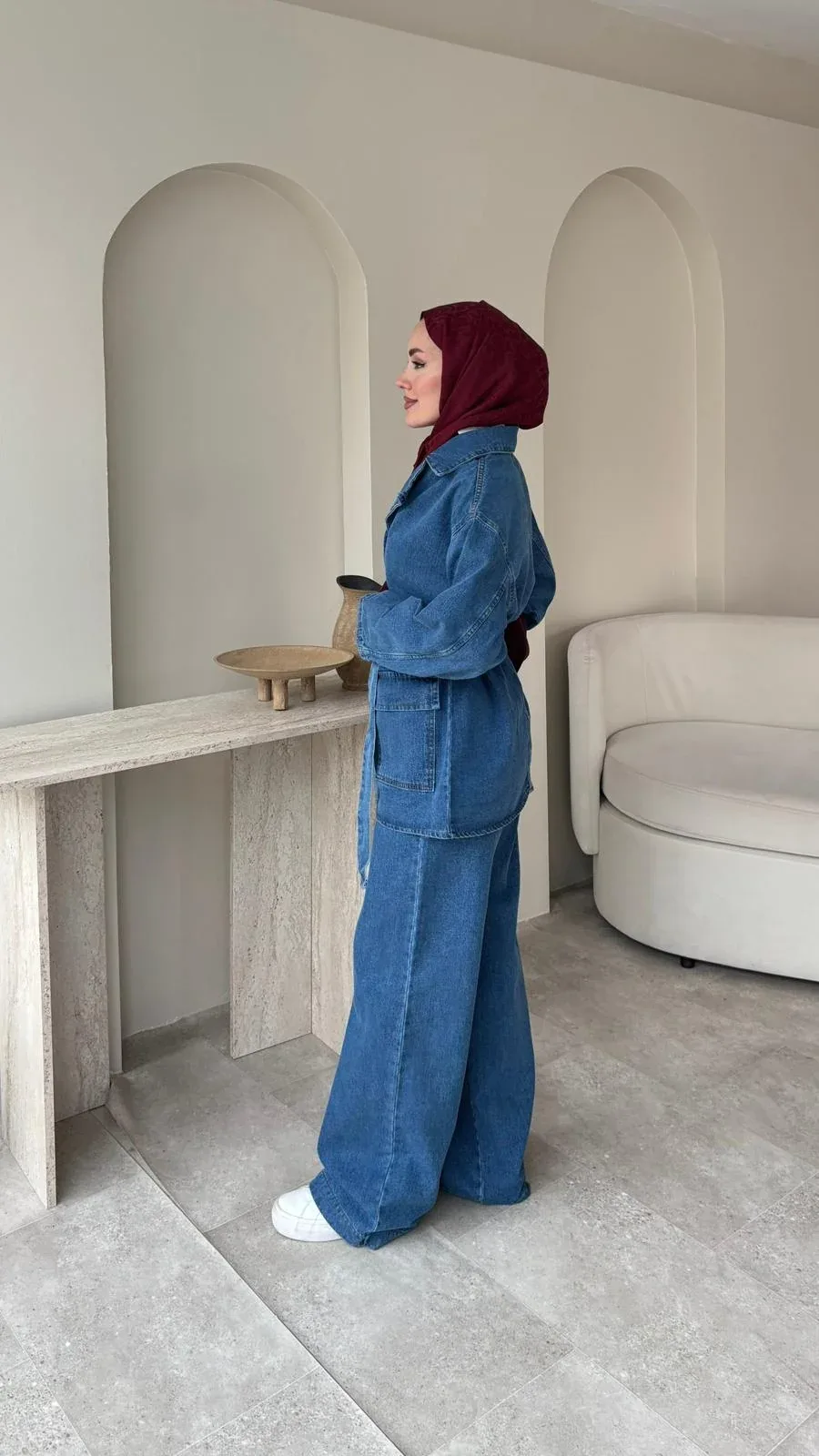 Olivia Kuşaklı Kot Takım – Mavi, görsel 3