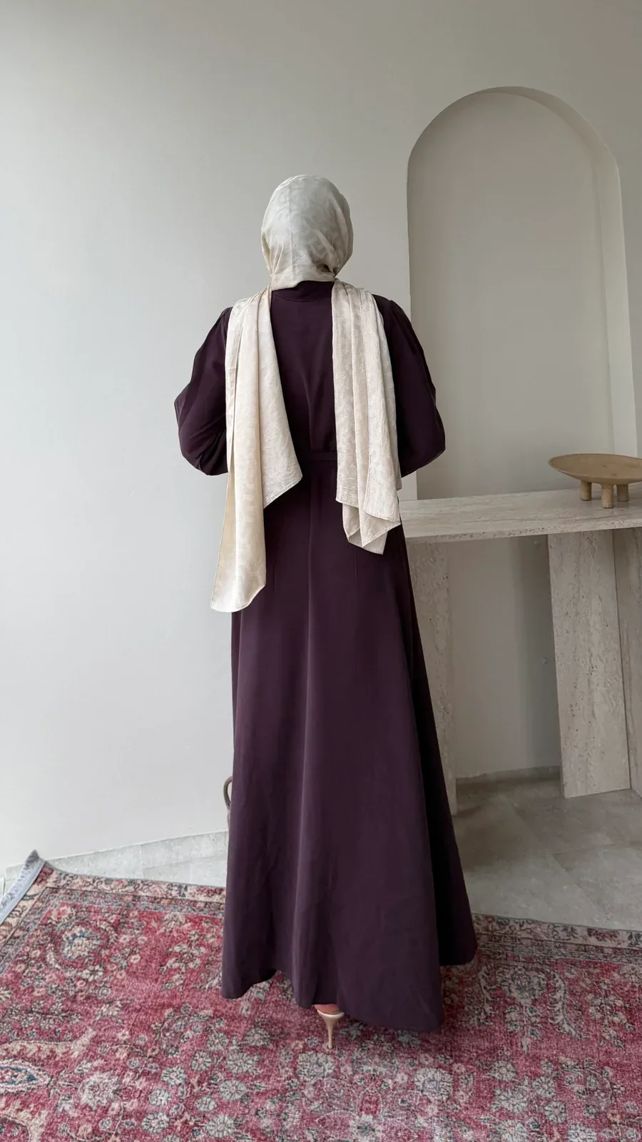 Flora Tensel Elbise – Bordo, görsel 3