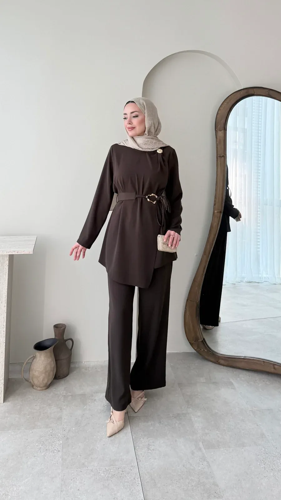 Tina Kemerli Takım – Kahverengi, görsel 1