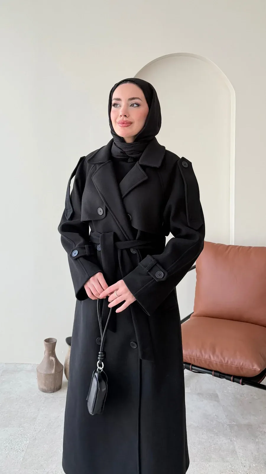 Bera Premium Kaşe Kaban – SİYAH, görsel 4