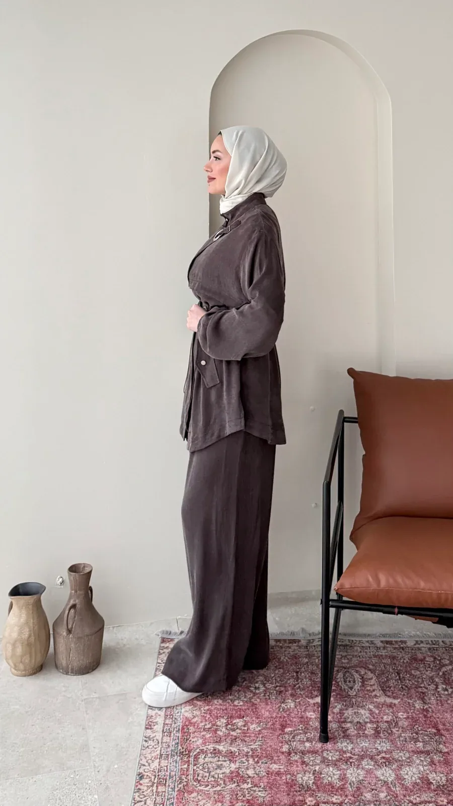 Yâde İpeksi Qupra Takım – Kahverengi, görsel 2