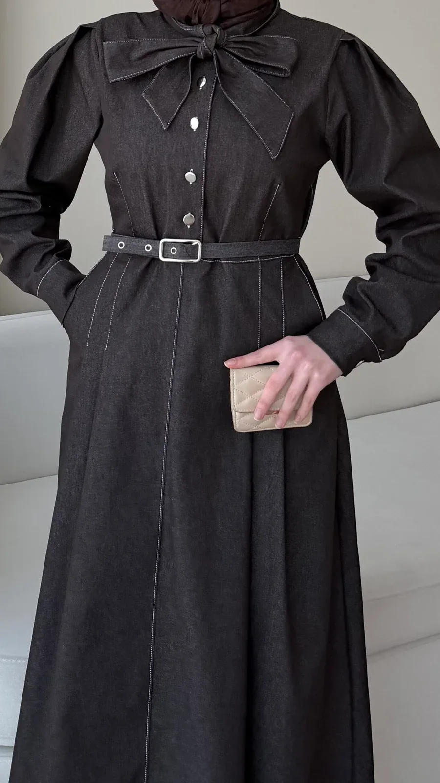 Vione Denim Elbise – Acı Kahve, görsel 4