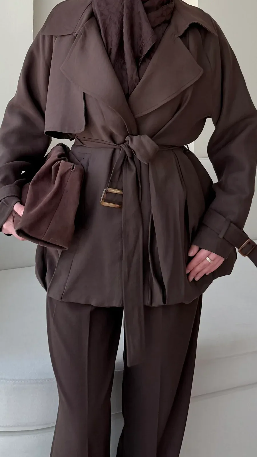 Sue Modal Trenç – Kahve, görsel 6