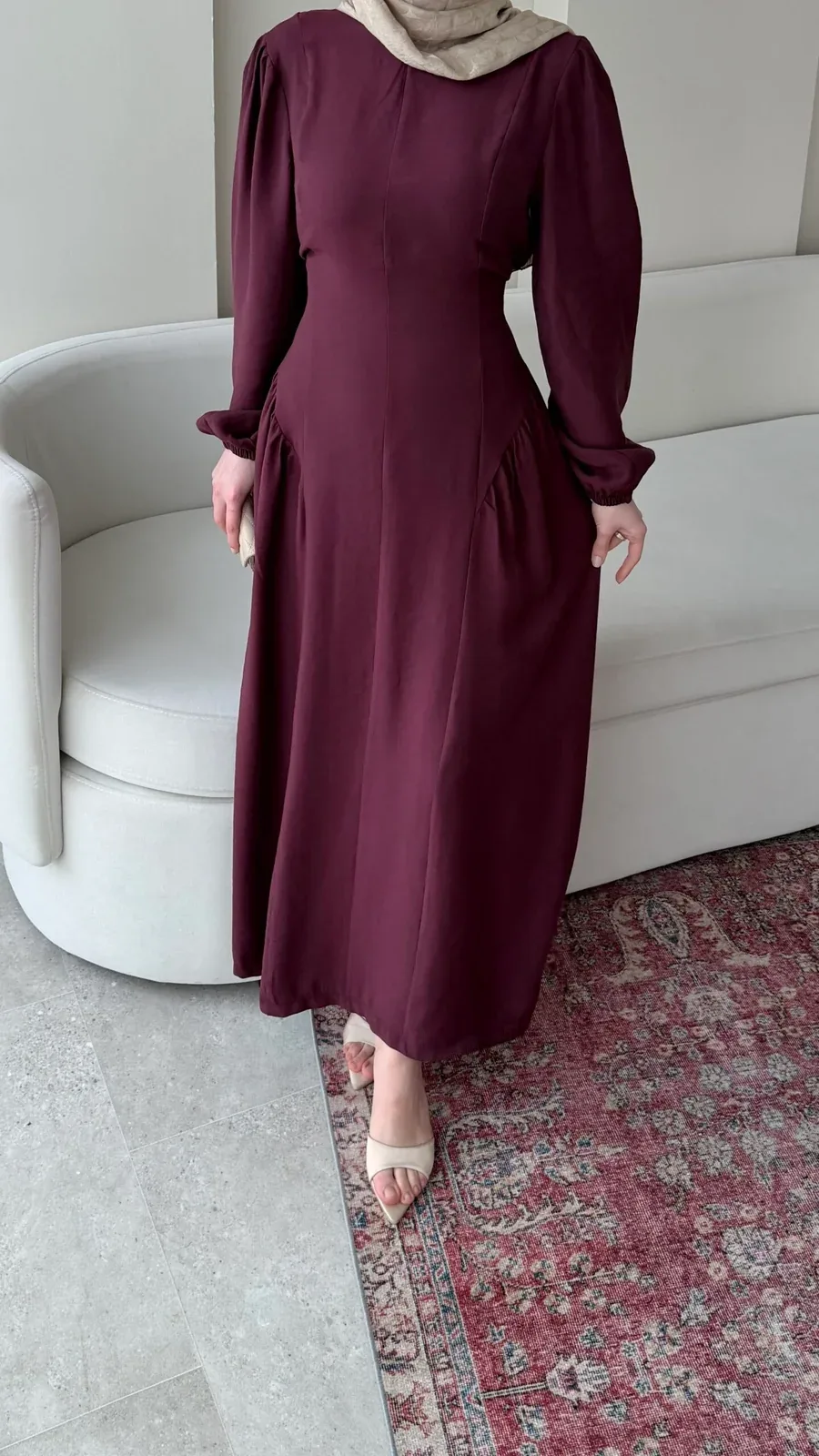 Talya Bağlama Detaylı Elbise – Mürdüm, görsel 5