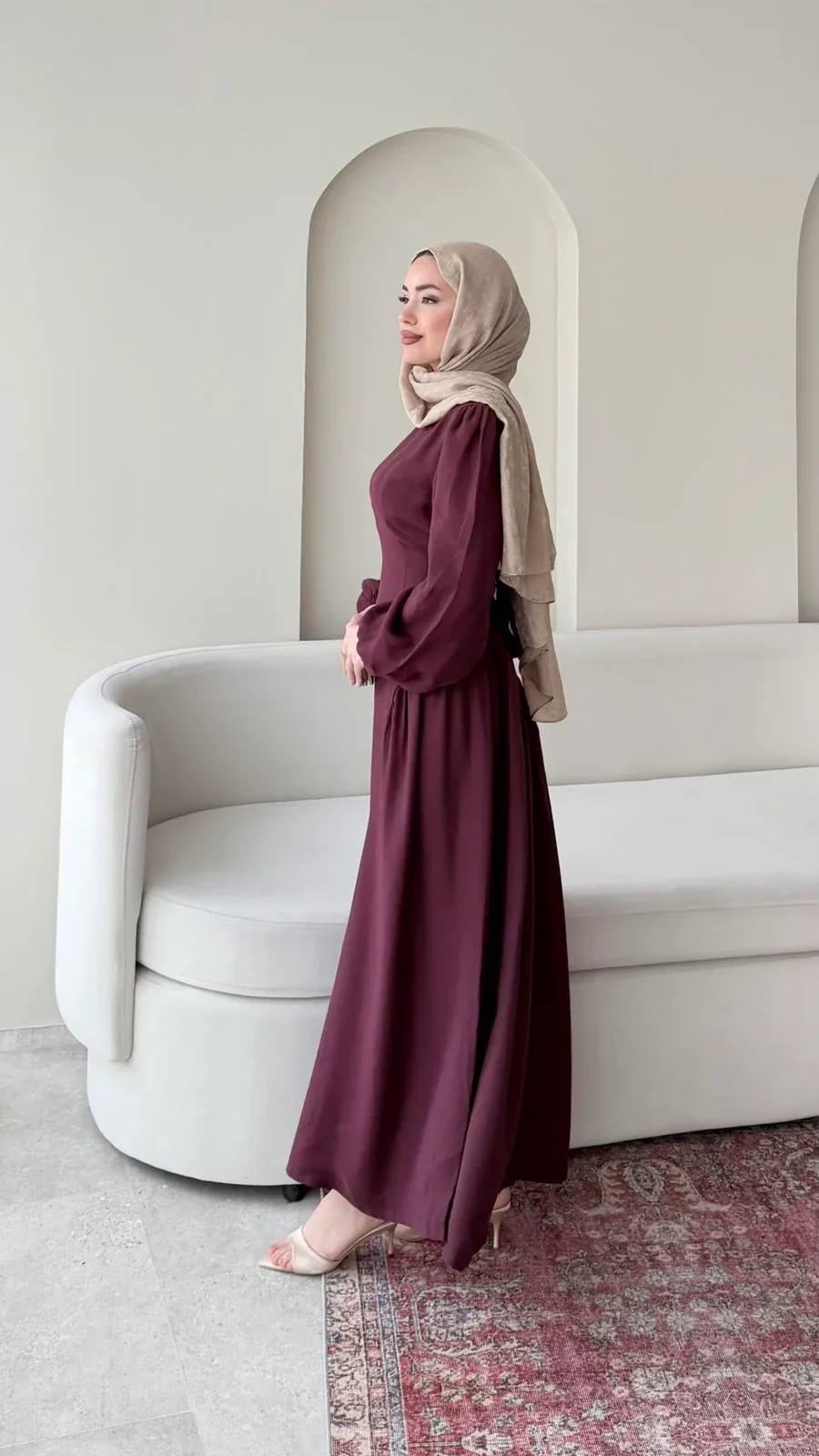 Talya Bağlama Detaylı Elbise – Mürdüm, görsel 2