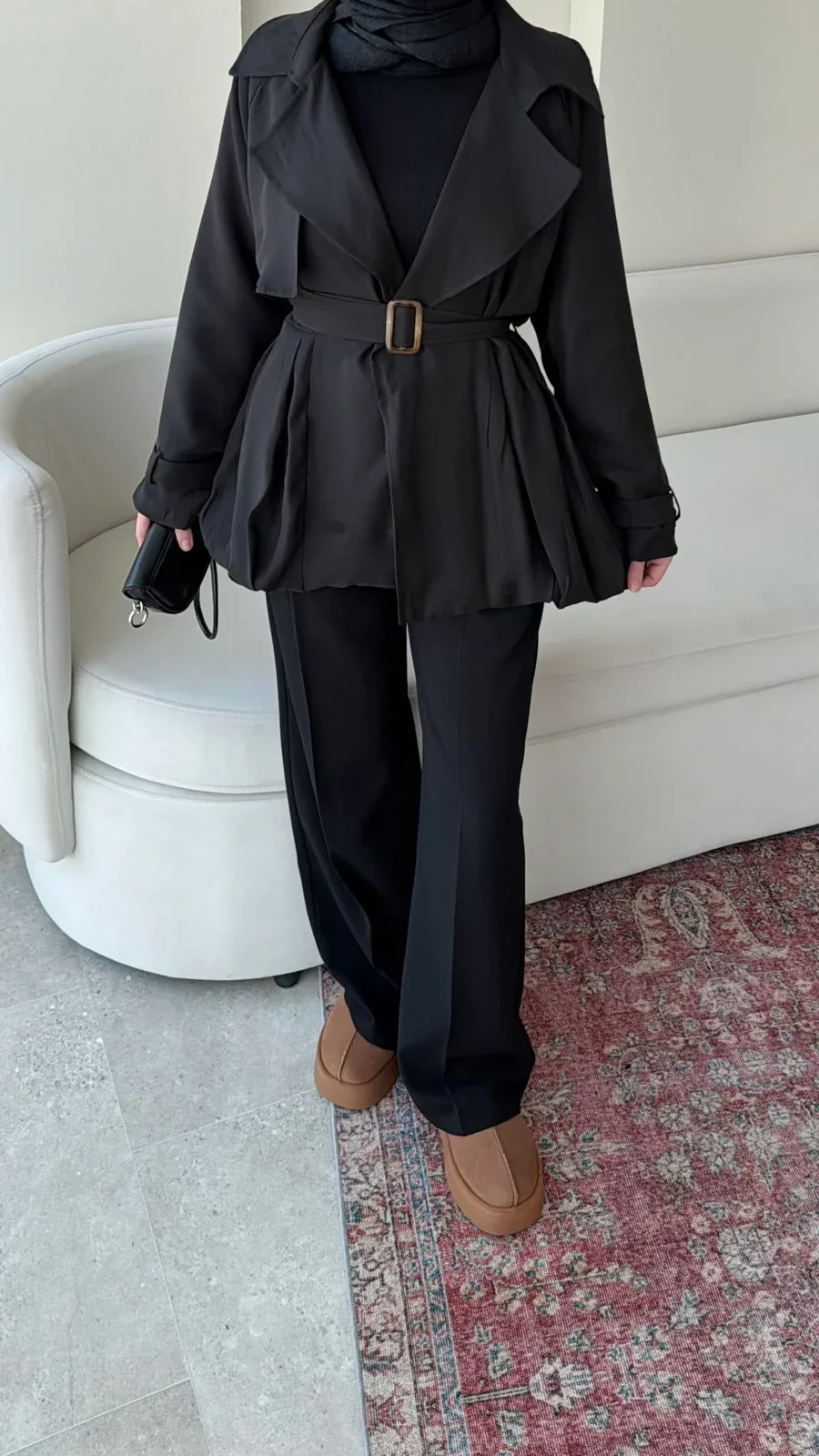 Sue Modal Trenç – Siyah, görsel 5
