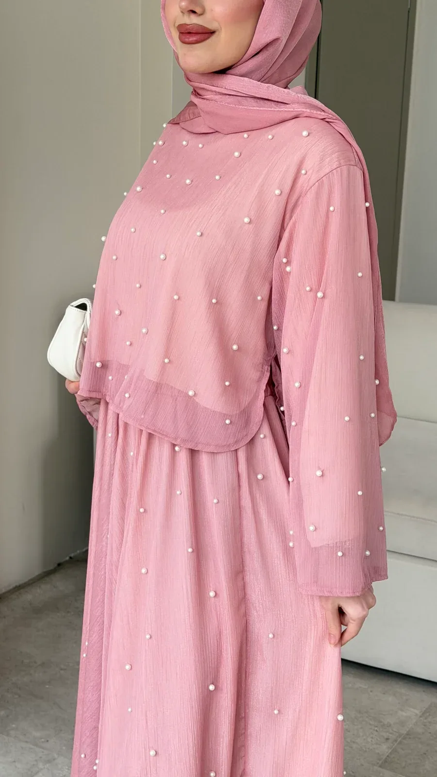 Balm İnci İşlemeli Takım – Pembe, görsel 3