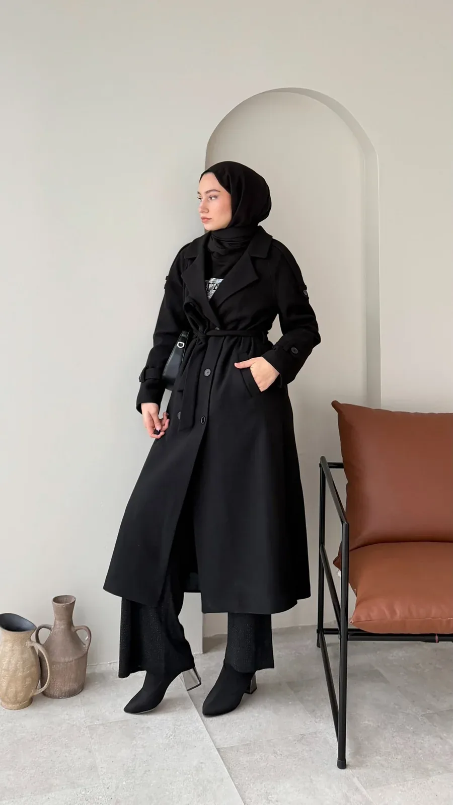 OLA Premium Kaşe Kaban SİYAH, görsel 2