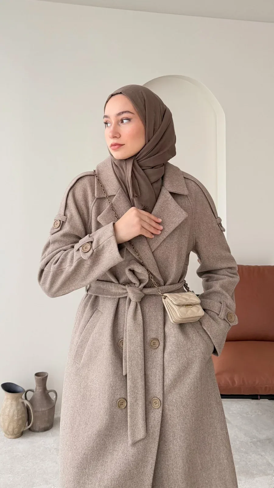 OLA Premium Kaşe Kaban VİZON, görsel 5