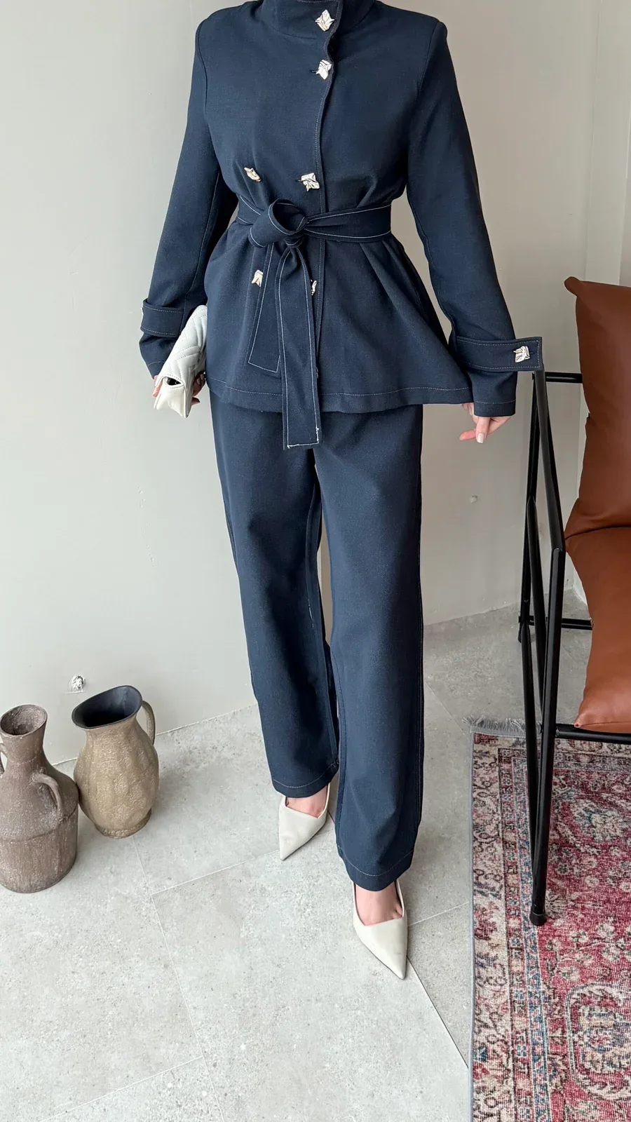 Miri Düğme Detaylı Takım – Lacivert, görsel 5