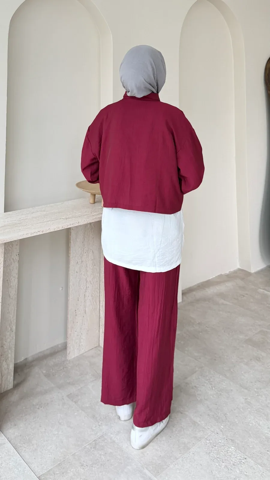 Mia Çilek Kumaş Takım – Bordo, görsel 3