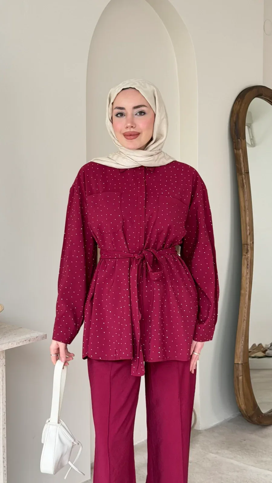 Lina Taşlı Takım – Bordo, görsel 4