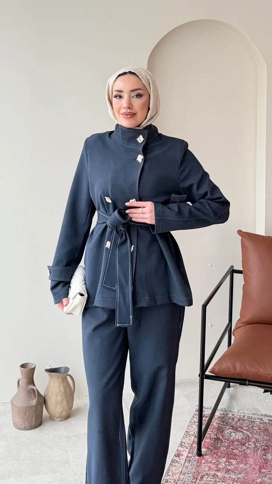 Miri Düğme Detaylı Takım – Lacivert, görsel 4