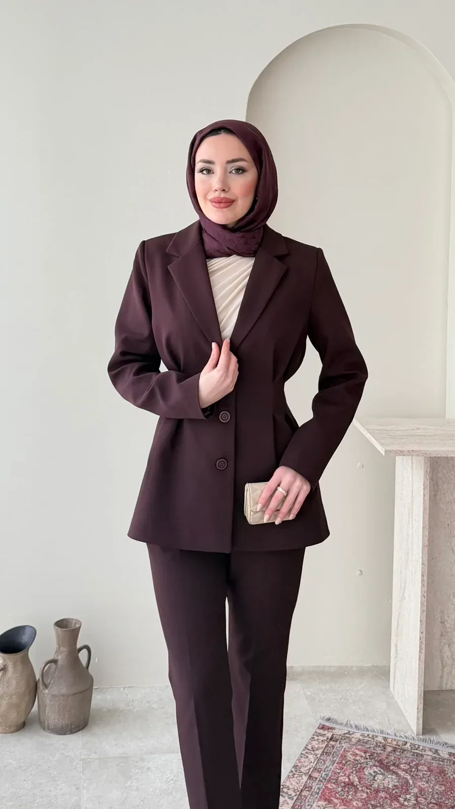Polya Blazer Takım – Mürdüm, görsel 4