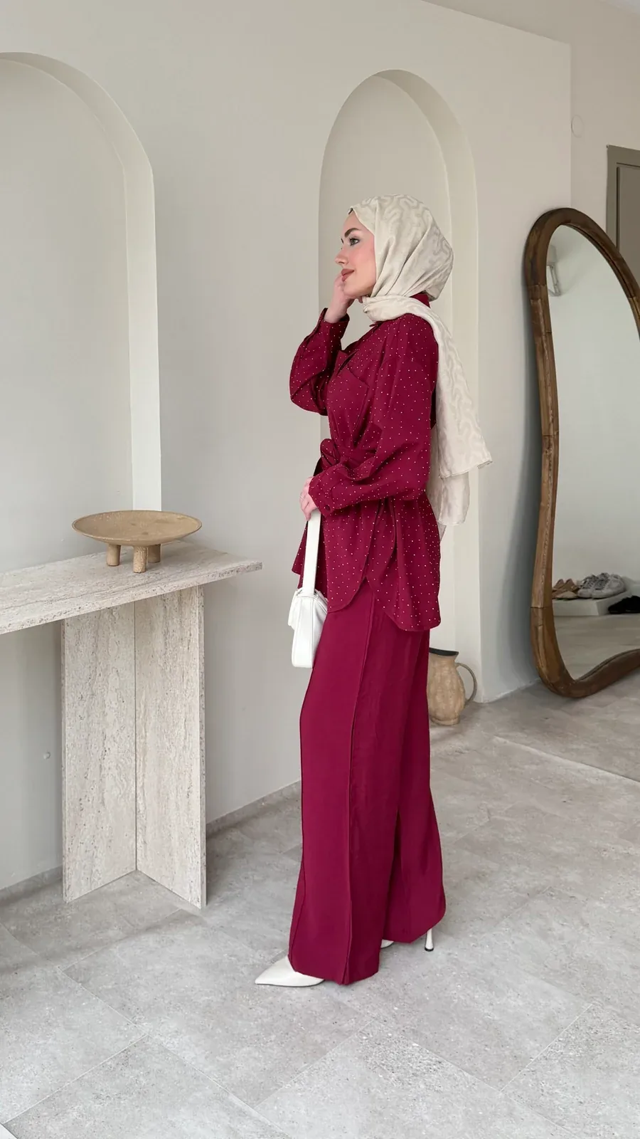 Lina Taşlı Takım – Bordo, görsel 2