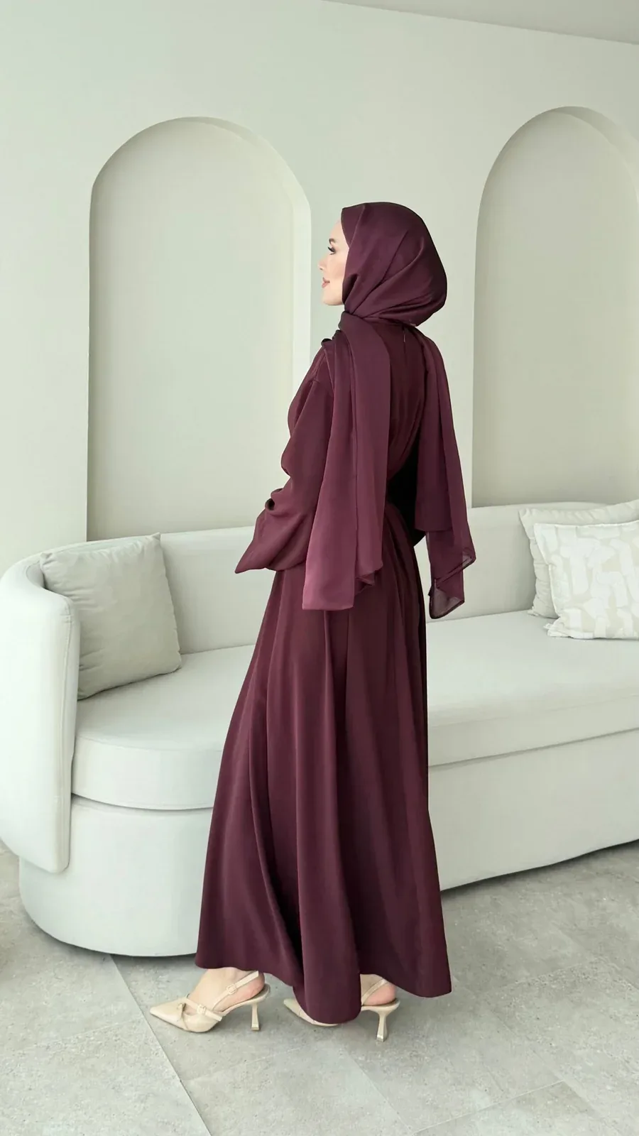 Elvis Bağlamalı Elbise – Bordo, görsel 7