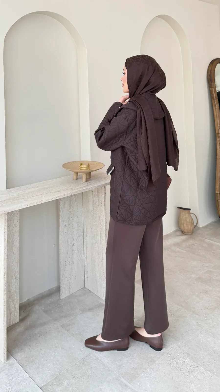 Lara Üçgen Desen Ceket – Kahverengi, görsel 2