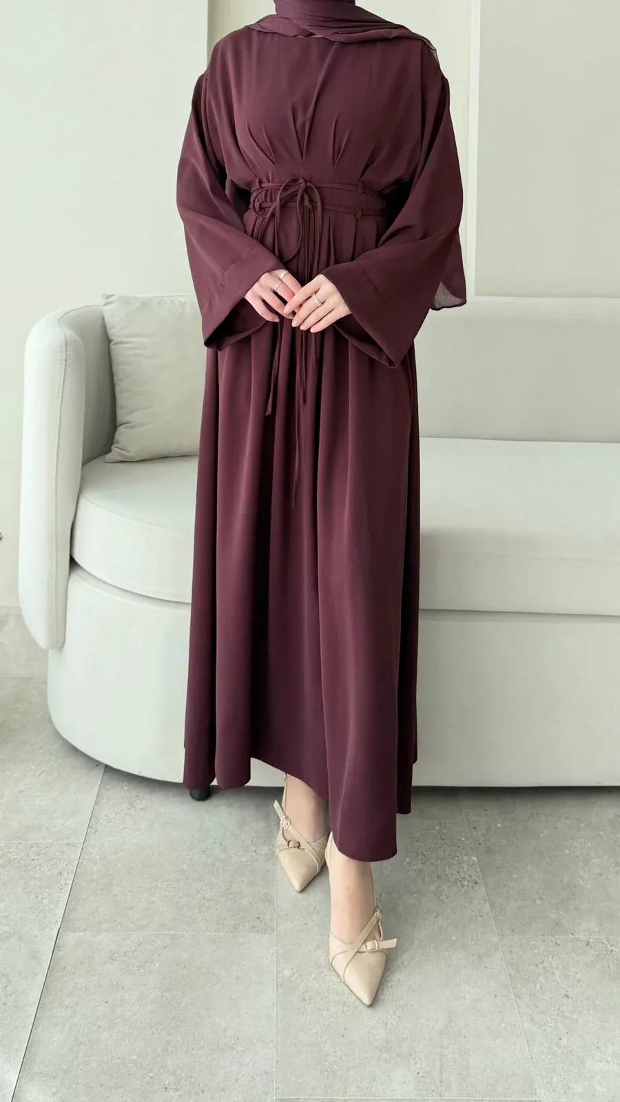 Elvis Bağlamalı Elbise – Bordo, görsel 5