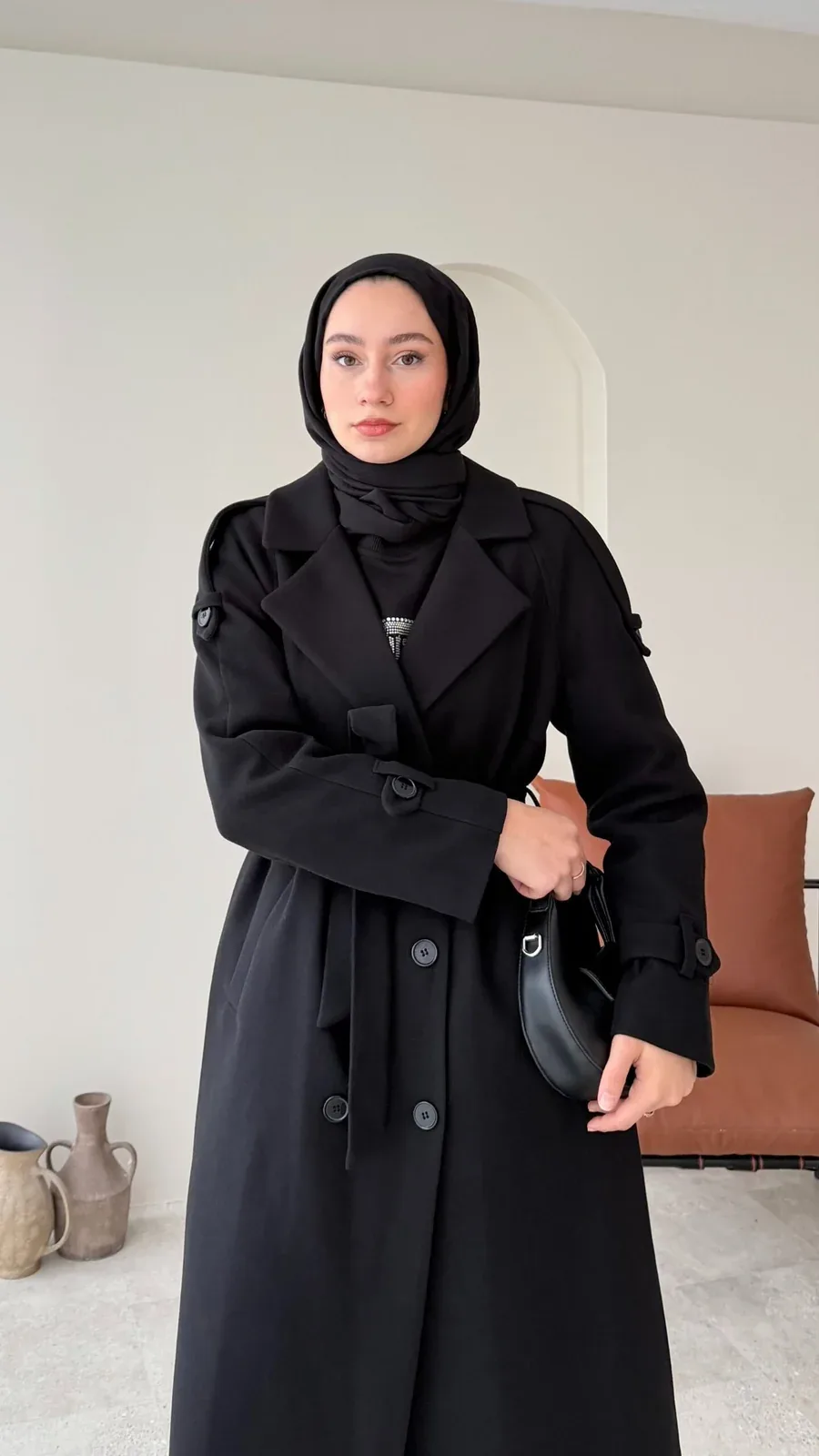 OLA Premium Kaşe Kaban SİYAH, görsel 4