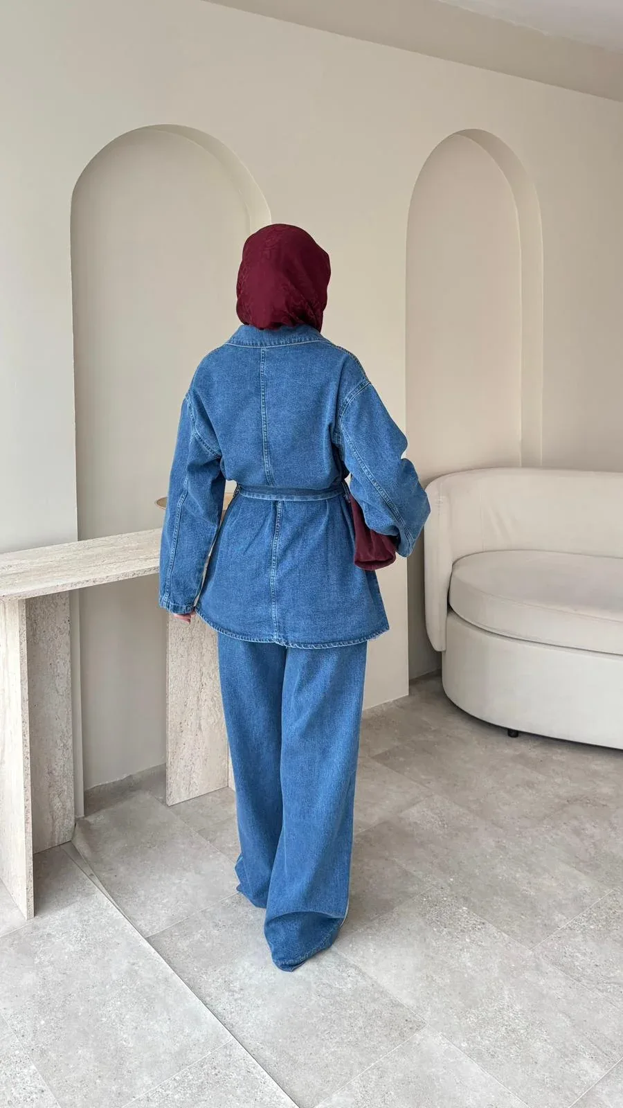 Olivia Kuşaklı Kot Takım – Mavi, görsel 5