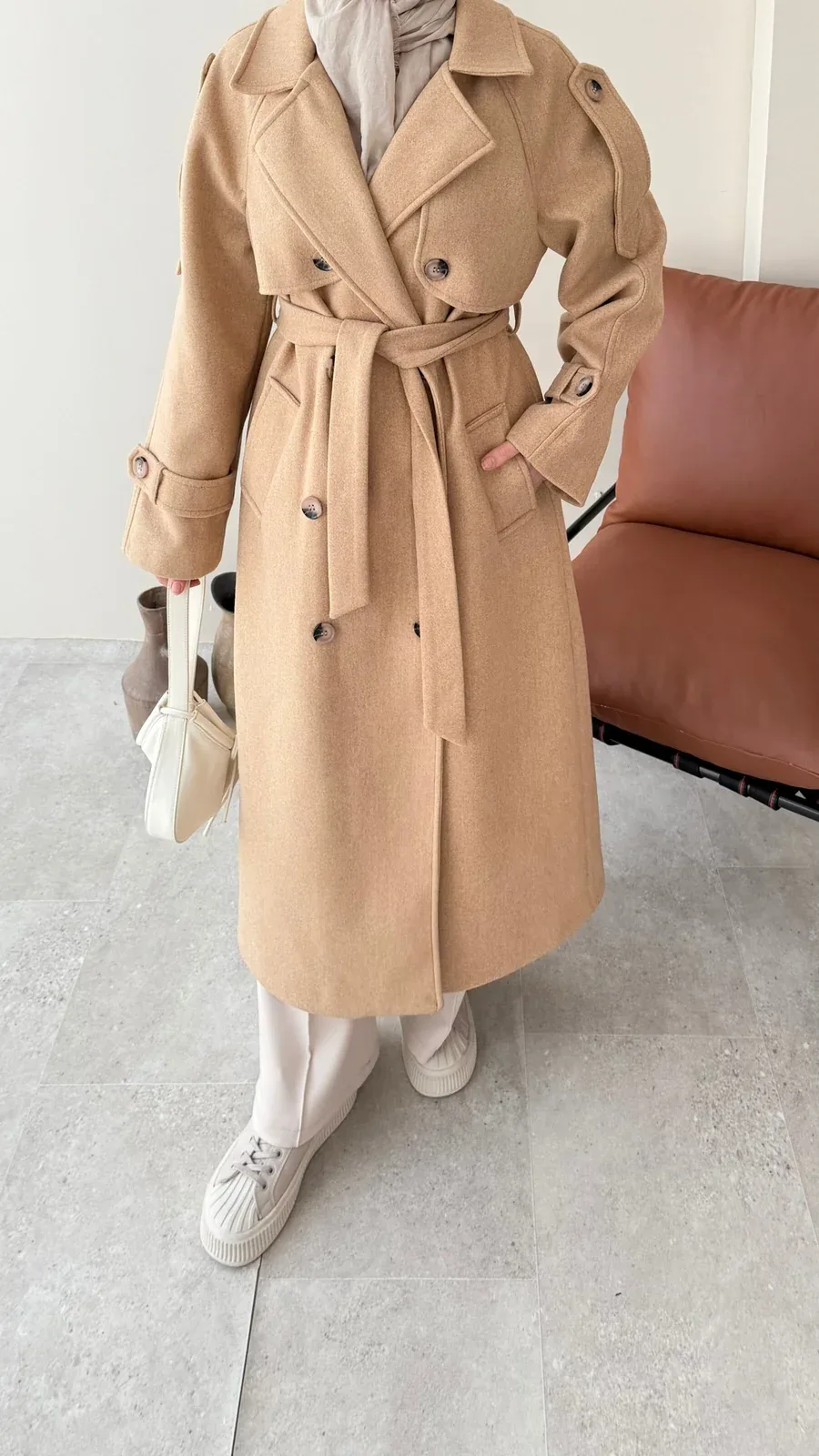 Bera Premium Kaşe Kaban – CAMEL, görsel 8