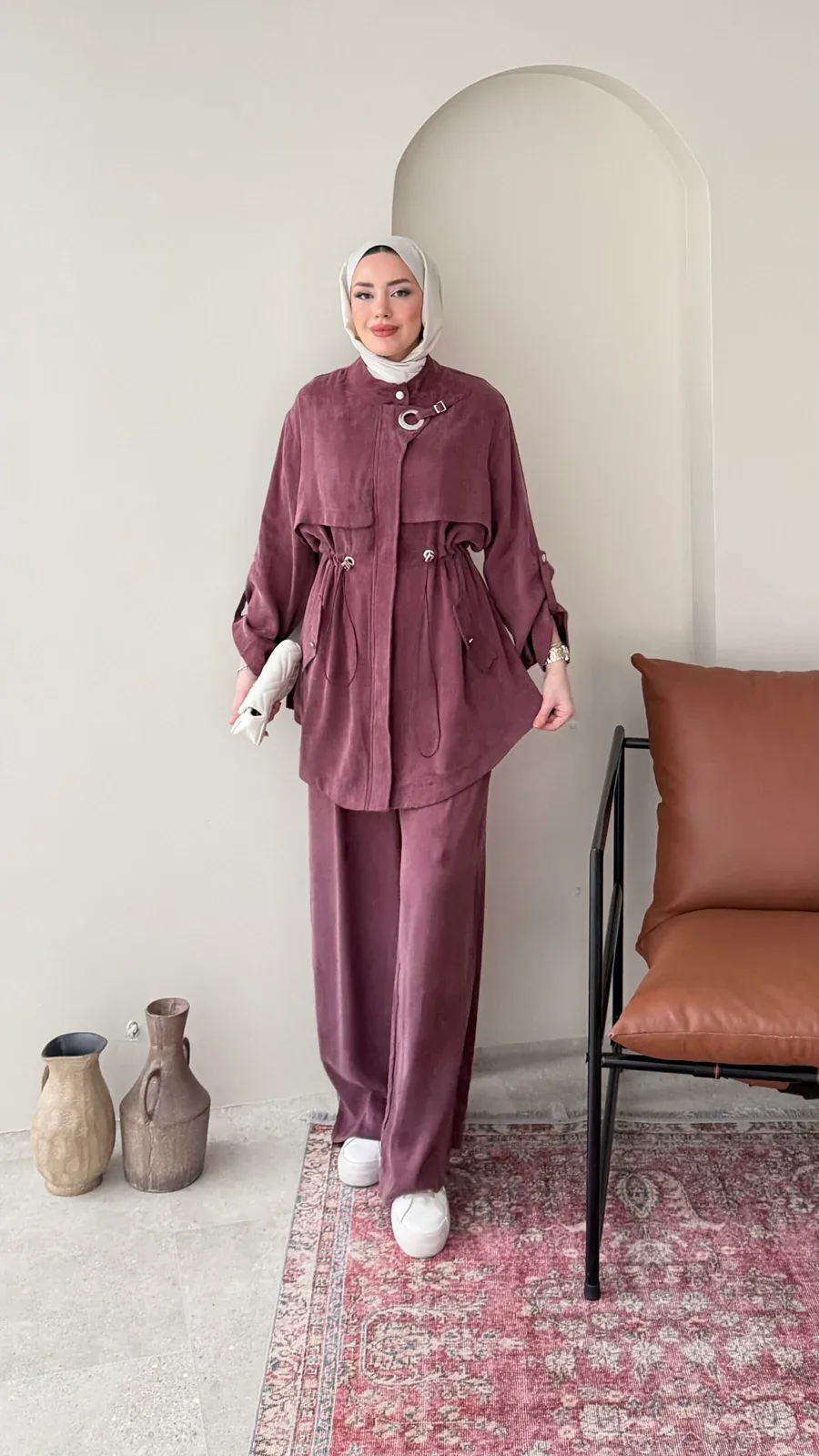 Yâde İpeksi Qupra Takım – Mürdüm, görsel 1