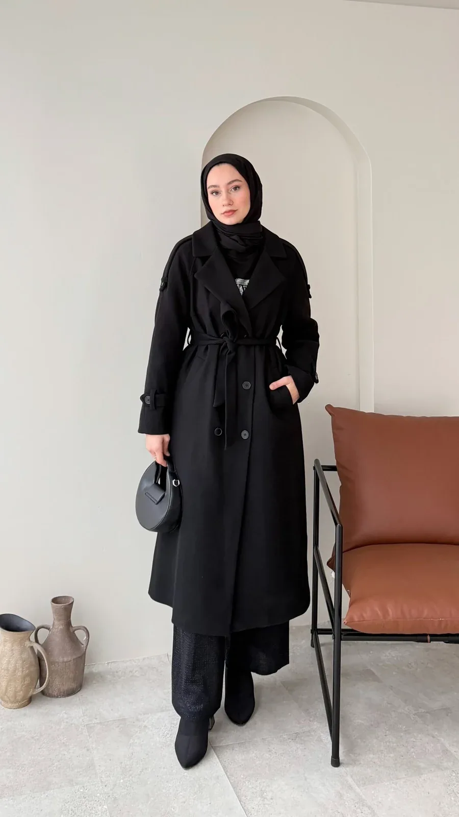 OLA Premium Kaşe Kaban SİYAH, görsel 3
