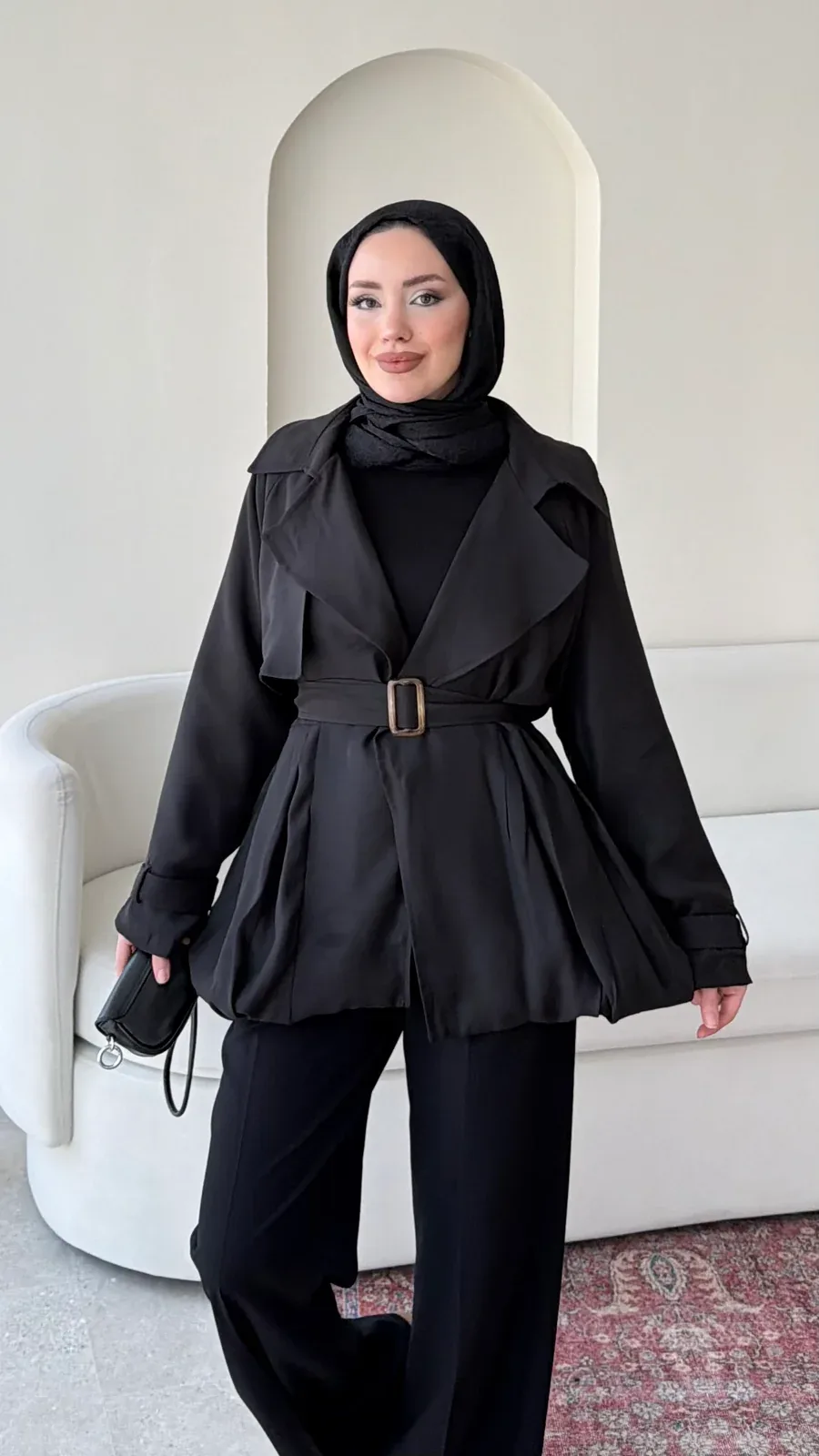 Sue Modal Trenç – Siyah, görsel 1