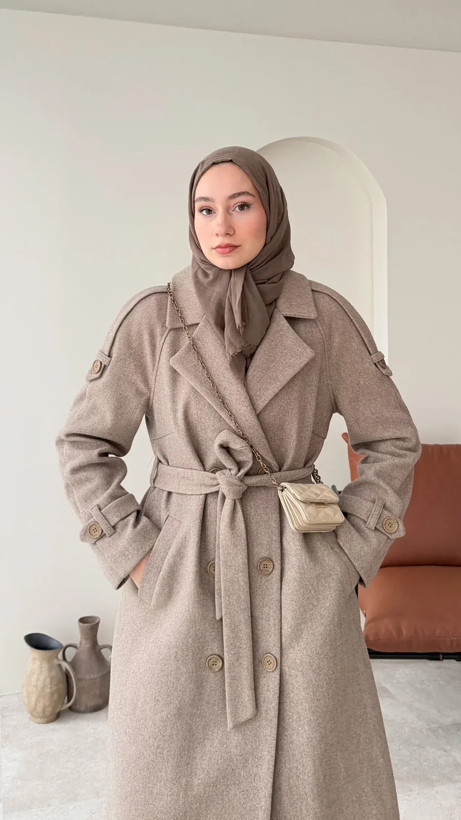 OLA Premium Kaşe Kaban VİZON, görsel 1